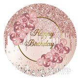 Kreis Rose Gold Rosa Blume Glücklich Geburtstag Hintergrund
